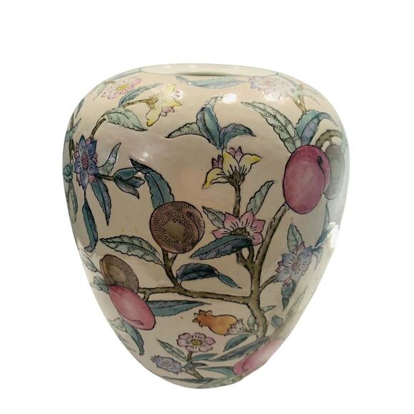 Vintage 12” WBI Floral Botanical Chinoiserie Plum tree blossoms Ceramic Vase Urn - Picture 4 of 11